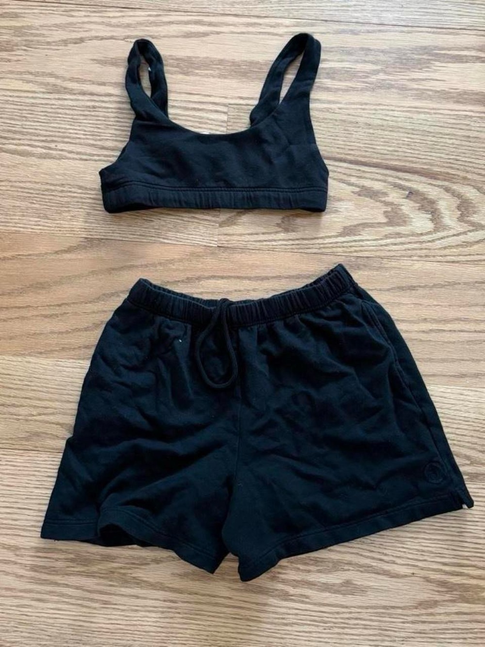 Victoria's Secret Black Lounge Sports Bra & Drawstring Shorts